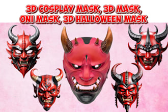 sculpt 3d mask cosplay oni mask 3d japanese halloween mask stl for 3d printing