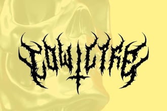 do death metal heavy black metal font logo design in 1 day