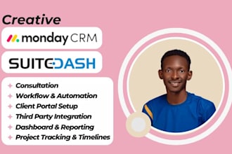 setup monday CRM workflow suitedash automation monday com board workspace