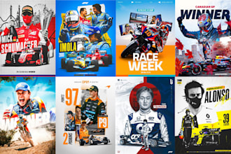 design high quality racing car, f1, and motogp flyers or posters, kartig