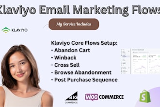 setup advance klaviyo email flows for shopify, bigcommerce, woocommerce stores