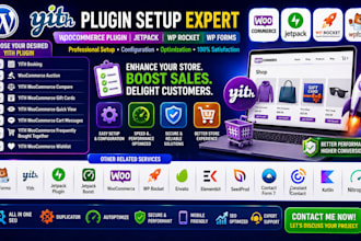 setup yith plugin, woocommerce plugin, jetpack, wp rocket, wp forms,