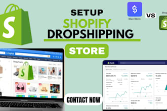 setup stan store shopify website product  dropshipping store design redesign
