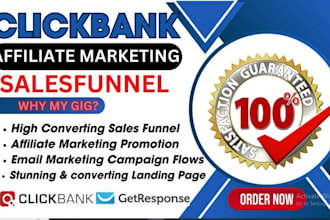 build click bank affiliate marketing sales funnel and landing page