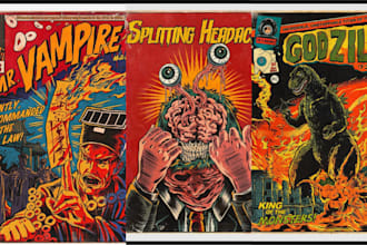 design 80s, 70s, retro vintage poster, art deco, poster design, wall art, comic