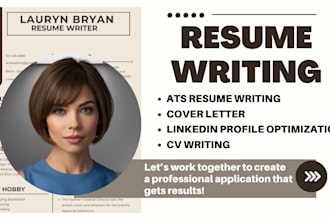 design resumes, edit cvs, cover letters and linkedin profiles optimized for ats
