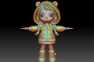 create renderforge 3d model 3d toy model bjd chibi cartoon for 3d printing