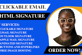 code clickable HTML email signature, custom design for apple, gmail and outlook