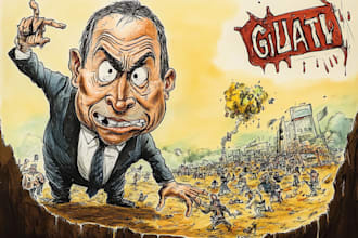 create a political or satirical cartoon