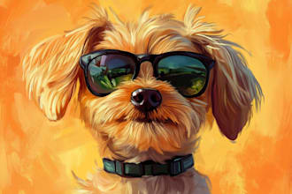 do custom cartoon pet portrait dog cat animal cartoon