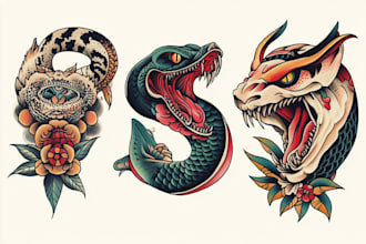 create a traditional or old school style tattoo design