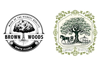 design vintage leaf garden oak tree logo