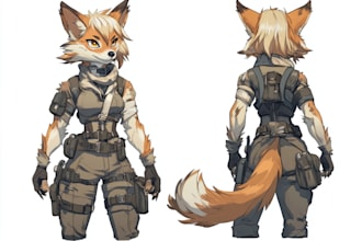 create custom anime style furry art for fursona or anthro character