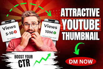 design eye catchy attractive youtube thumbnail in 1 hour