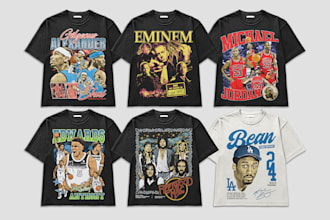 create big head rapper basketball bootleg streetwear vintage tshirt design