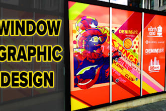 design creative window graphic, shop front, store front