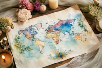 design watercolor wedding map