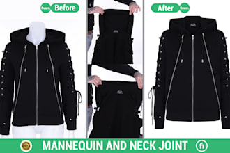 flat lay, ghost mannequin, neck joint, clothing image edit