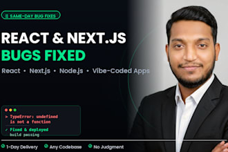 fix your react, next js and node js bugs and errors same day