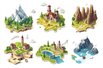 draw a unique vector and isometric map illustrations