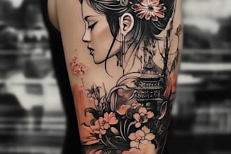 make detailed art japanese style for tshirts tattoos etc