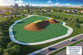 do US grading plan, topography, contours for city permit approval