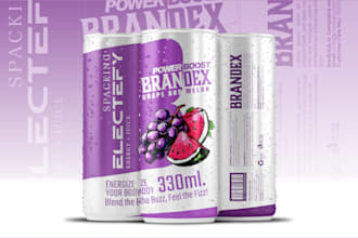 design custom energy drink, soda can, beverage, juice can label