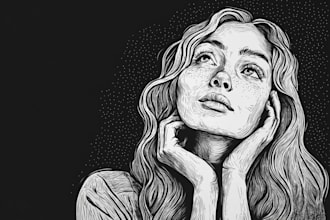 draw your portrait photo in linocut style