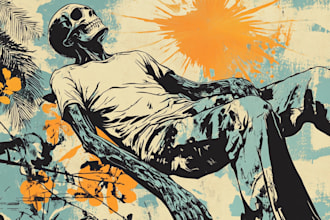 draw high quality illustration in linocut style