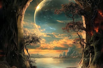 draw fantasy background and landscape