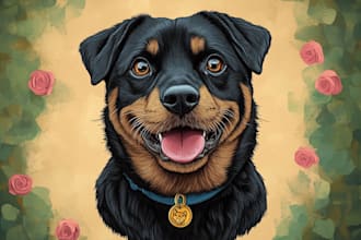 draw a custom pet portrait, dog portrait, cat portrait