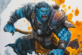 draw fantasy dnd art, monster character, scifi, and dnd party