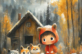 watercolor children story book illustration or animal storybook illustration