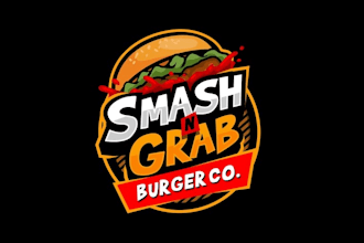 design cool modern smash burger restaurant logo