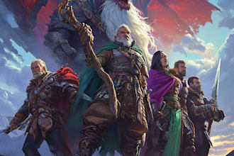 make a dnd character, concept art and dnd party
