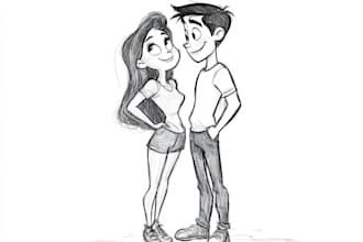 make disney couple cartoon portrait