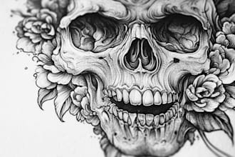make a realistic black and white tattoo design for you
