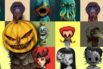 create nft art collection in horror and anime style