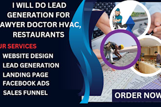 do b2b lead generation lawyers, restaurants, doctors, roofing, and hvac website