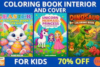 create coloring book cover design and interior for kids kdp