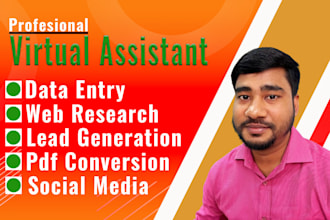 be  your virtual assistant for data entry, web research, social media manager