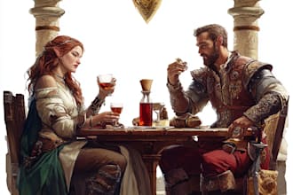 create a dnd character art and dnd party, game fantasy