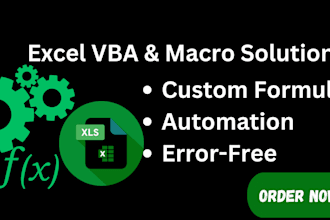 create excel vba macros, custom functions, and advanced formulas for ms excel