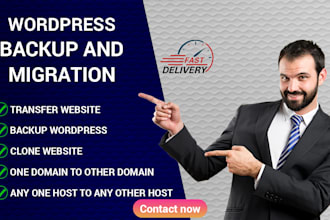 backup migrate  clone or transfer your wordpress site in 24h
