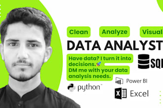 be your data analyst, tableau, dashboard and excel data cleaning, power bi