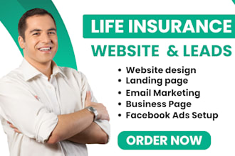 design life insurance website, insurance landing page life insurance leads