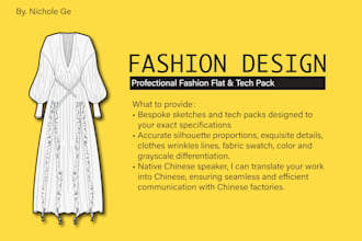 create professional fashion technical flats and tech packs for manufacture