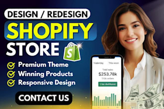 build shopify store design, redesign or shopify ecommerce website development