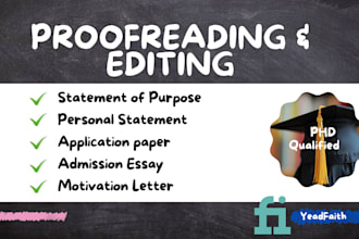 edit personal statement or statement of purpose for any graduate application
