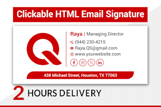 create a professional clickable email signature, HTML email signature